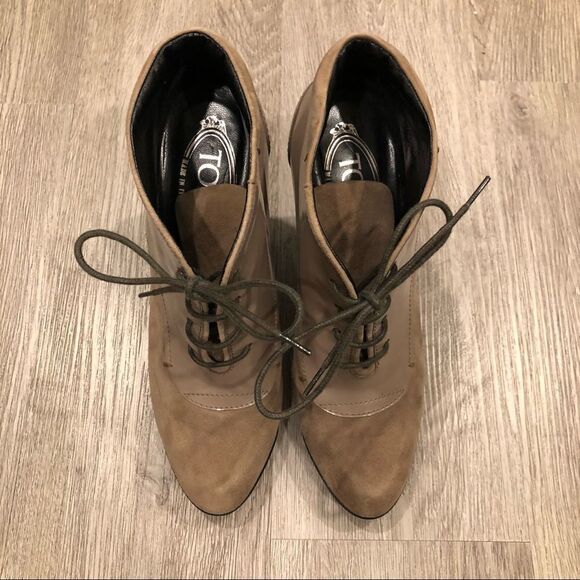 TOD’S Suede Patent Ankle Boot Heels Size 36.5 - Picture 3 of 9